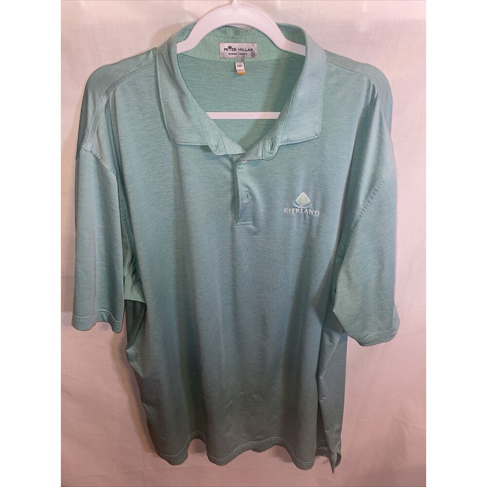 Peter Millar Polo Golf Shirt Men’s Size 2XL Blue Short Sleeve Missing Button